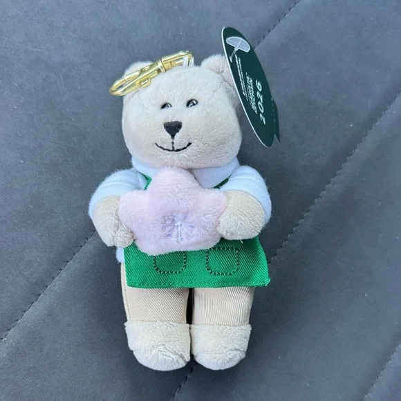 Starbucks Barista Bear with Pink Star Keychain Bag Charm - Picture 1 of 10